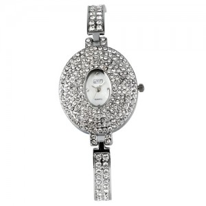 Eton White Oval Diamante Encrusted Case/Bracelet Watch
