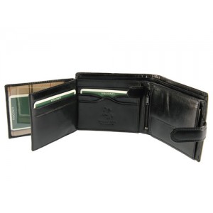 Visconti Monza Mens Quad fold & Coin Leather Wallet Italian Black Gift Boxed