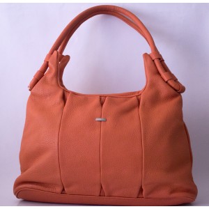 Large Tangarine Shoulder Leather Hand Bag 