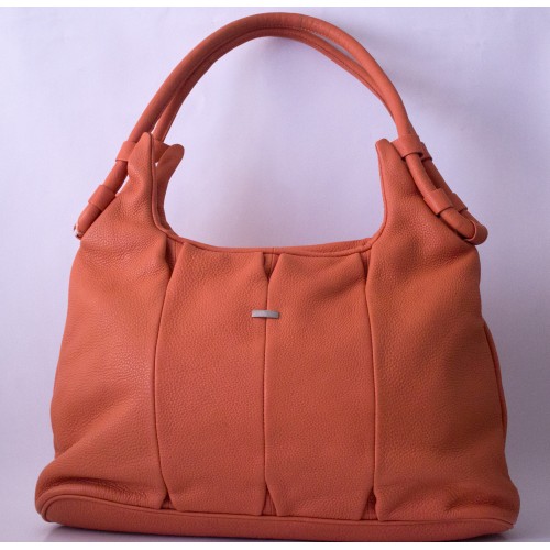 Large Tangarine Shoulder Leather Hand Bag
