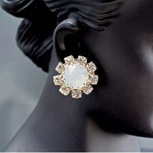 Rosetta Swarovski Crystal Elements White Opal Earrings
