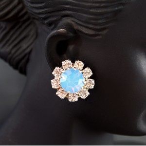 Rosetta Swarovski Crystal Elements Air Blue Opal Earrings