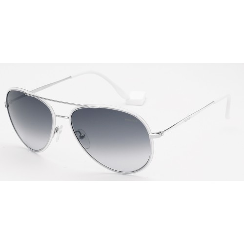 Police Unisex Silver White Aviator Sunglasses