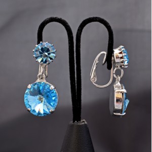 Swarovski Crystal Elements Aquamarine Clip On Earrings - Krystal London