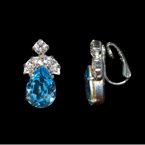 Swarovski Crystal Elements Aquamarine Clip On Earrings