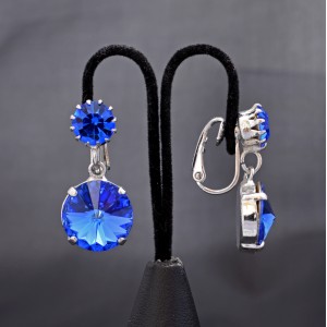 Swarovski Crystal Elements Capri Blue Clip On Earrings - Krystal London