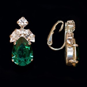 Swarovski Crystal Elements Emerald Clip On Earrings