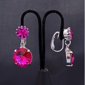 Swarovski Crystal Elements Fuchsia Clip On Earrings - Krystal London