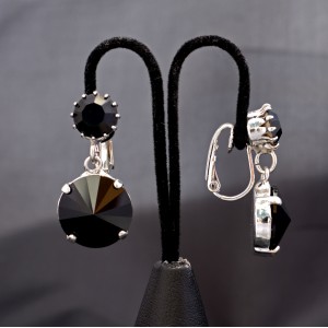 Swarovski Crystal Elements Jet Clip On Earrings - Krystal London
