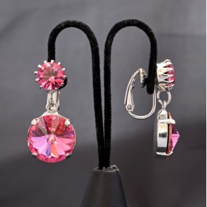 Swarovski Crystal Elements Light Rose Clip On Earrings - Krystal London