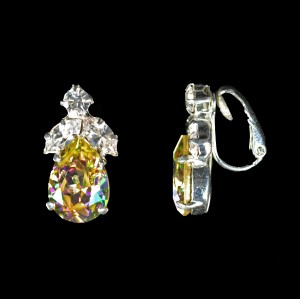 Swarovski Crystal Elements Light Topaz Clip On Earrings