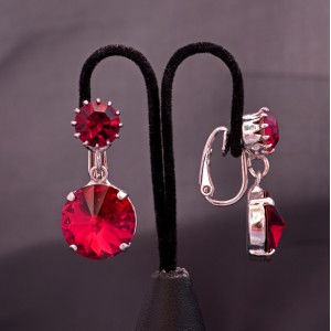 Swarovski Crystal Elements Ruby Clip On Earrings - Krystal London