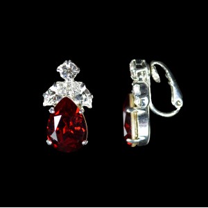 Swarovski Crystal Elements Ruby Clip On Earrings