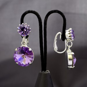 Swarovski Crystal Elements Tanzanite Clip On Earrings - Krystal London