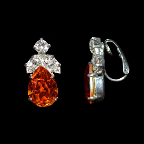 Swarovski Crystal Elements Topaz Clip On Earrings